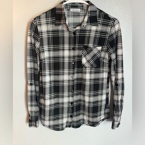 Haley & June Black Plaid Buttondown top Small